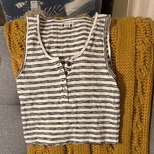 American Eagle Outfitters Black and White Striped Cropped Tank Top